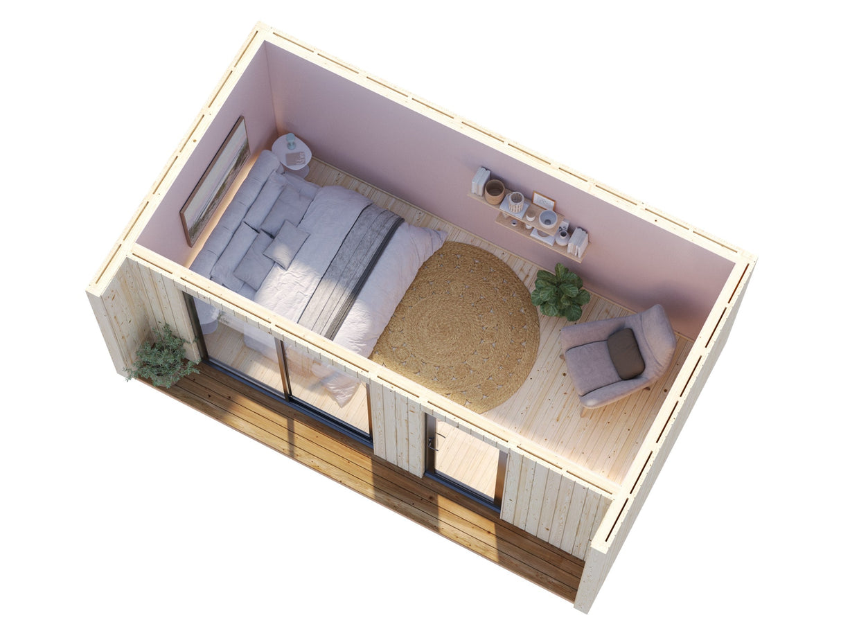 Johanna S (5,6x3,4 m | 13,6 m² | 18 mm) Kompakti moderni pohjoismainen tiny house – eristysvalmis