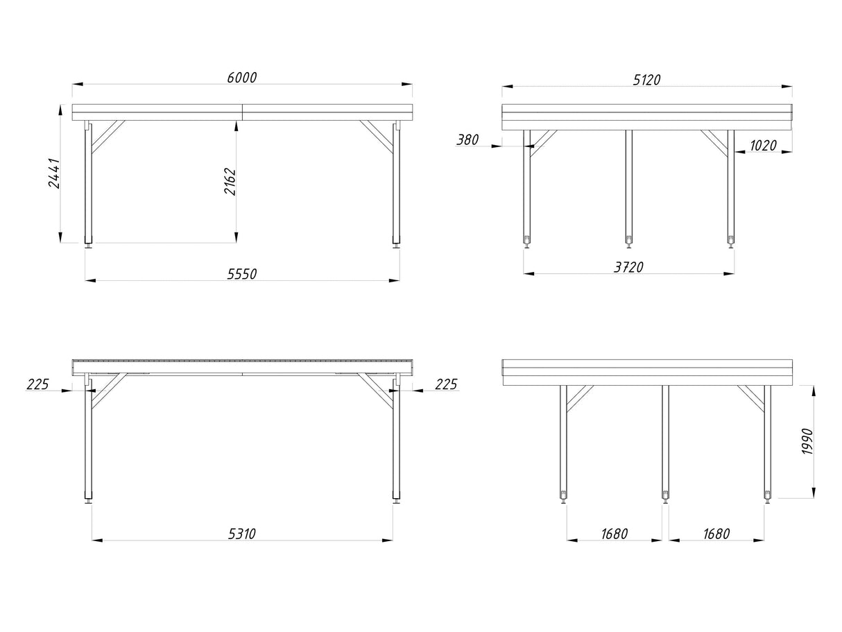 Karl M (6,0x5,1m | 20,6m²) Moderni tasakattoinen kahden auton autokatos tai suuri paviljonki