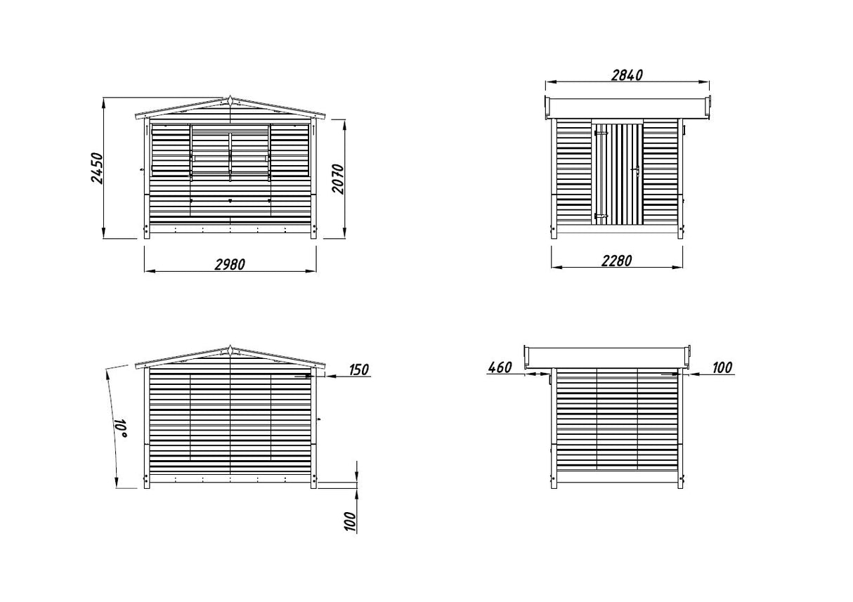 Marian (3x2,3m | 6,2m² | 16mm) Elementeistä kioski / pop-up-kioski