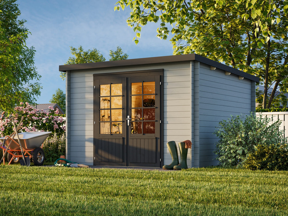 Ella (3,2x3,2m | 8,7m² | 28mm) Moderni tasakattoinen puutarhamökki
