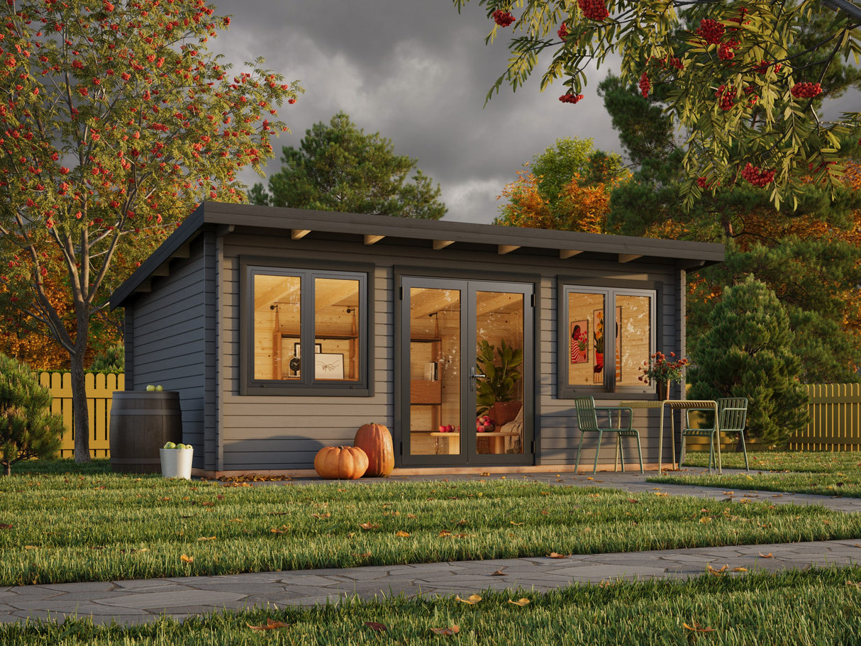 Lisandra L (5,5x4 m | 19,4 m² | 44 mm) Vierasmaja alumiiniovilla ja -ikkunoilla