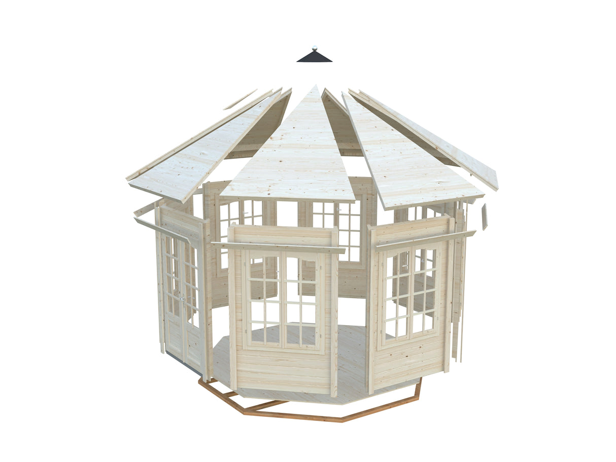 Veronica 7 (3,4x4,1m | 9,2m² | 34mm) Kahdeksankulmainen puutarhapaviljonki