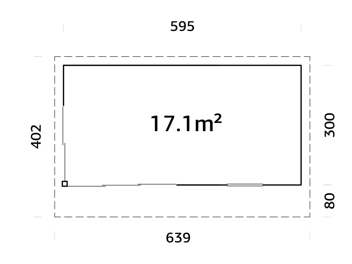 Andrea M (6,0x3m | 17,1m² | 44mm) piharakennus liukuovilla (saatavana kaksilasitus)