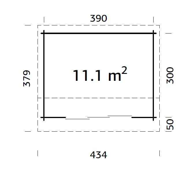 Ines M (3,9x3m | 11,1m² | 44mm) Moderni puutarhatoimisto liukuovilla (saatavana kaksinkertaiset lasit)