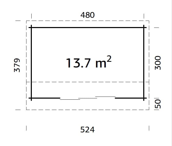 Ines L (4,8x3m | 13,7m² | 44mm) Tilava puutarhatoimisto liukuovilla (saatavana tupla-lasilla)