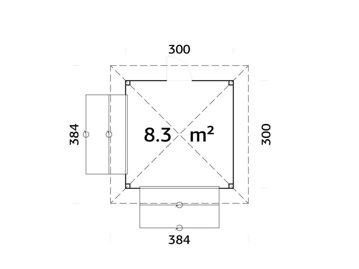Bianca 105 (3x3m | 8,3m²) kioski kahdella luukulla