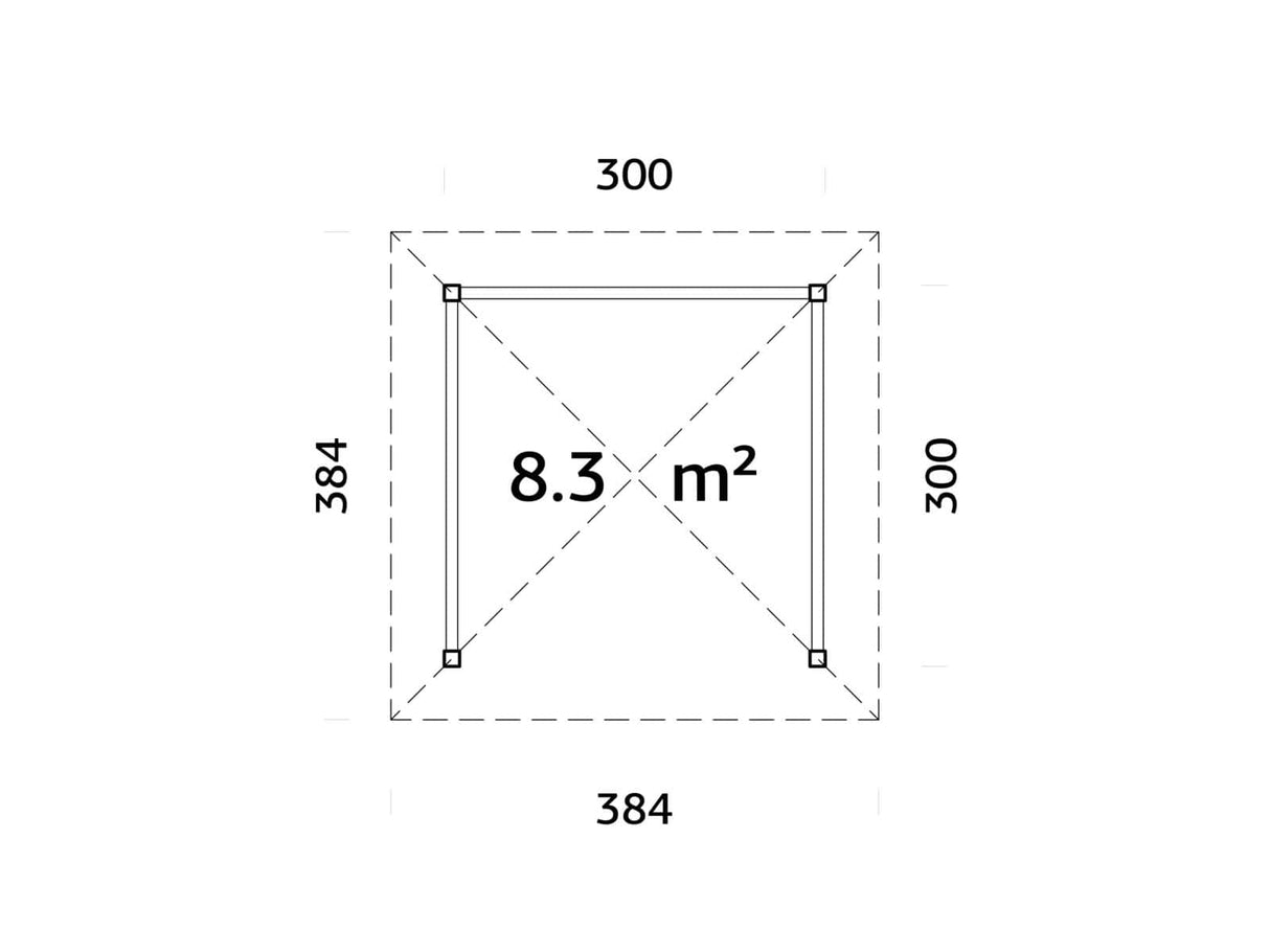 Bianca 101 (3x3m | 8,3m²) tukeva puinen huvimaja