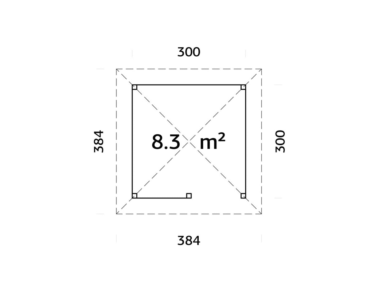 Bianca 102 (3x3m | 8,3m²) kulmapuutarhabaari