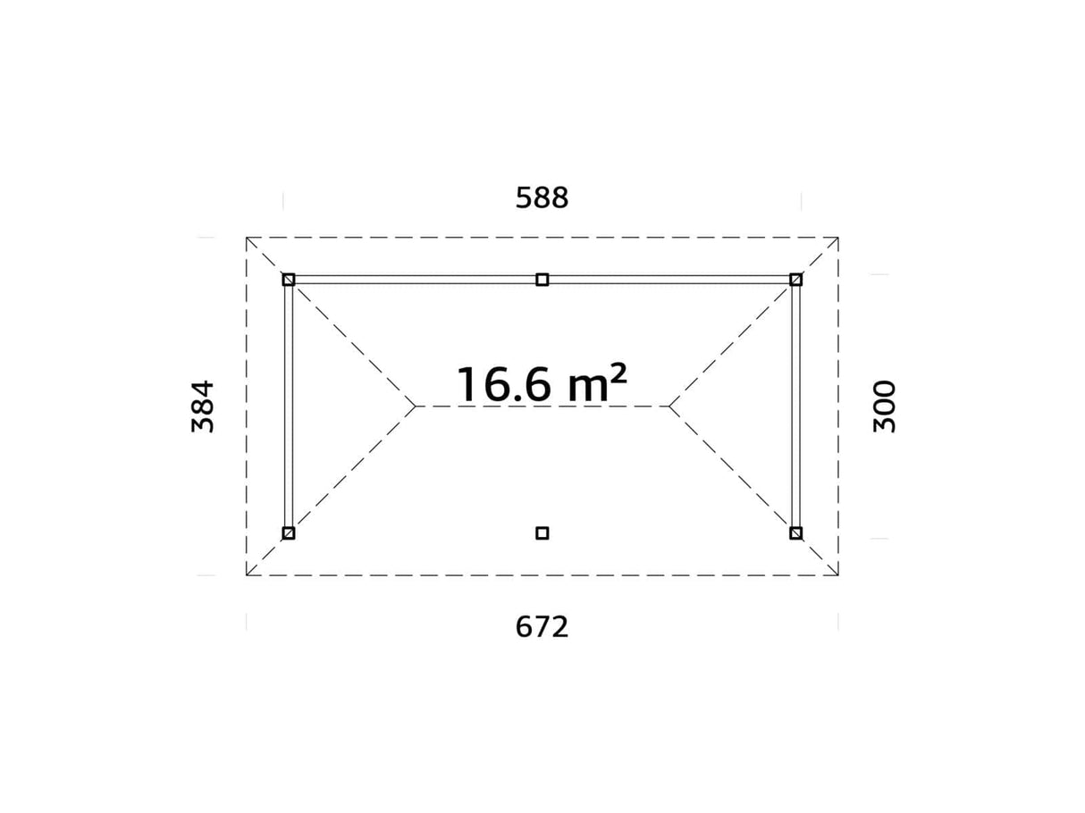Bianca 107 (6x3m | 16,6m²) suurikokoinen tukeva puinen huvimaja