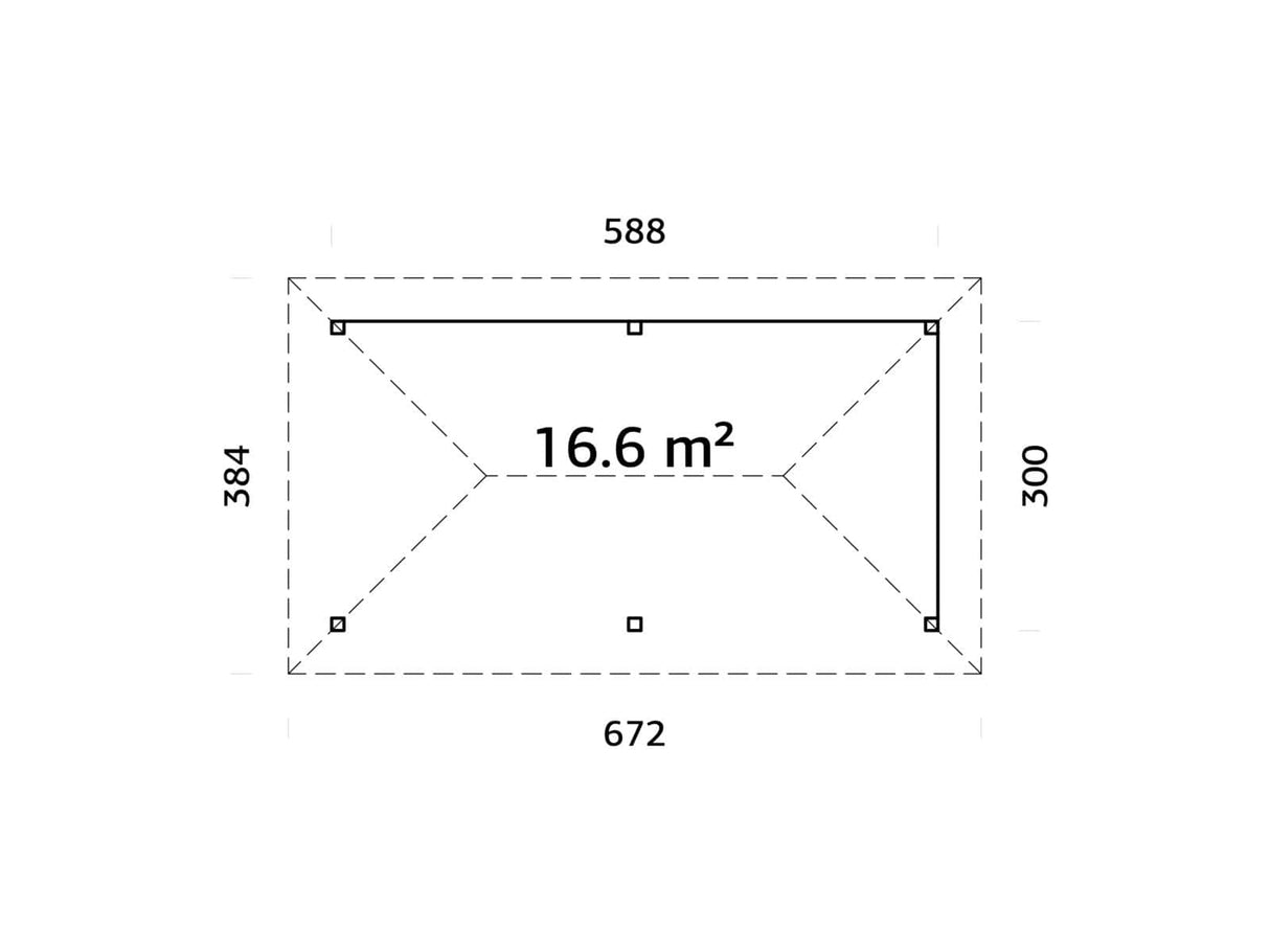 Bianca 109 (6x3m | 16,6m²) suuri kulmapaviljonki sälekaihdinseinillä