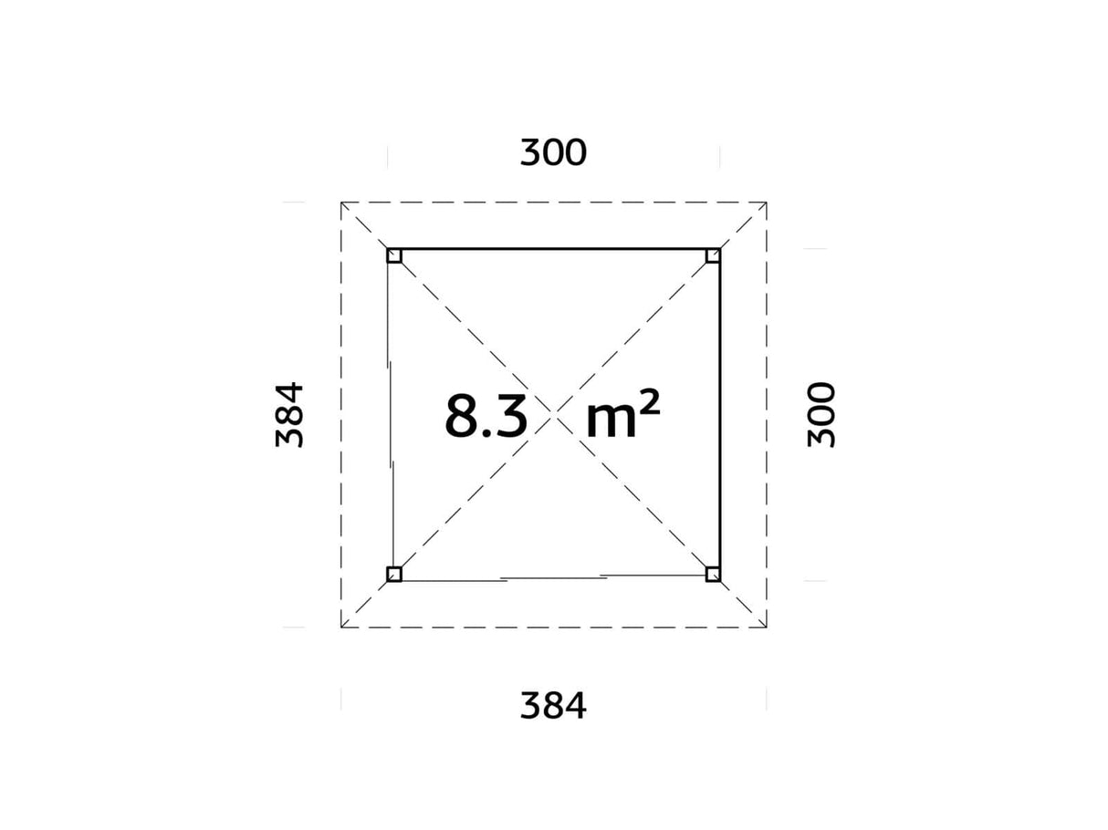 Bianca 201/501 (3x3m | 8,3m²) piharakennus liukuovilla (saatavana tuplalasilla)