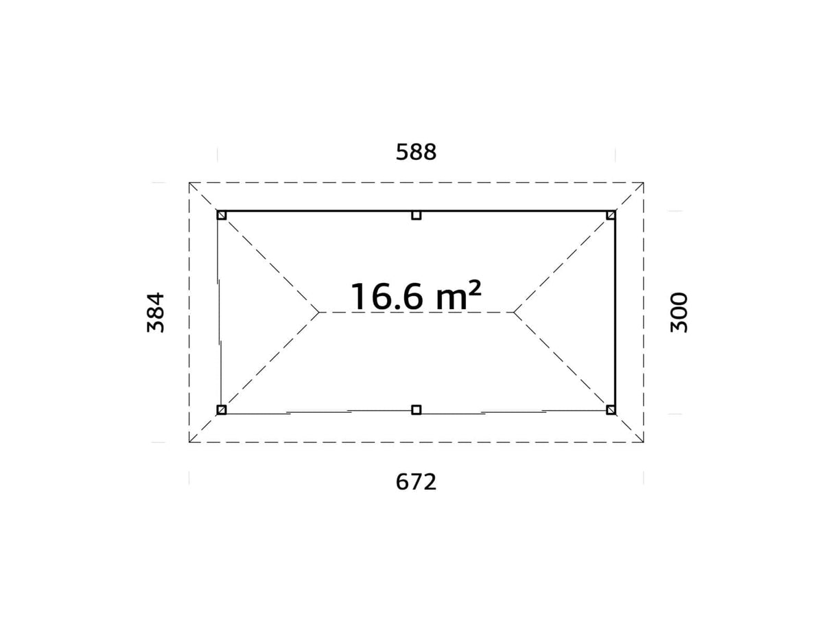 Bianca 202/502 (6x3m | 16,6m²) iso piharakennus liukuovilla (saatavana tuplalasilla)