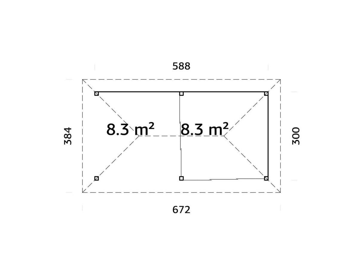 Bianca 205/505 (6x3m | 16,6m²) lasinen piharakennus terassilla (saatavana tuplalasilla)