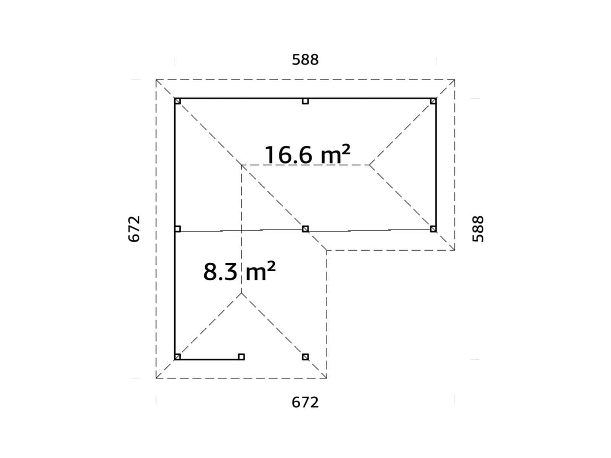 Bianca 222/522 (6x6m | 24,9m²) piharakennus liukuovilla (saatavana tuplalasilla)