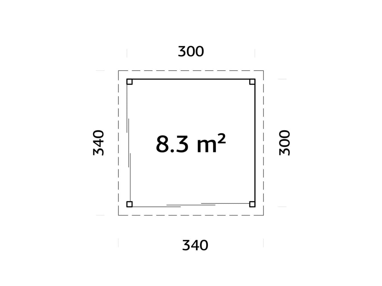 Lenna 401/701 (3x3m | 8,3m²) Lasinen piharakennus liukuovilla (Saatavana tuplalasilla)