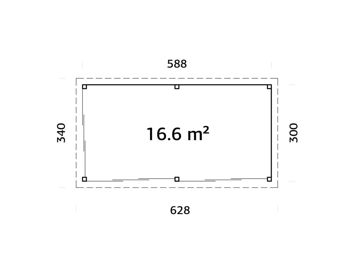 Lenna 402/702 (6x3m | 16,6m²) Lasinen piharakennus liukuovilla (Saatavana tuplalasilla)