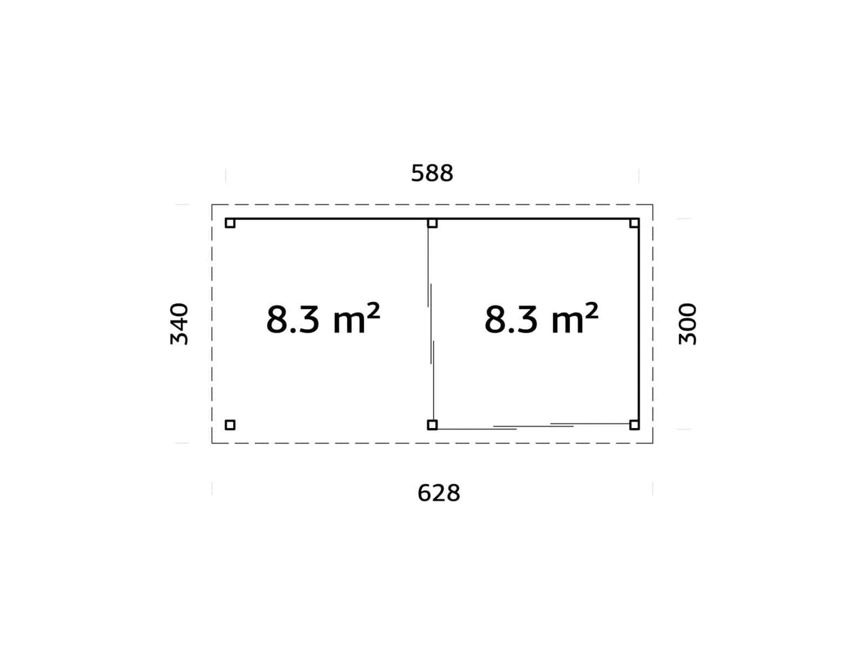 Lenna 405/705 (6x3m | 16,6m²) Lasinen piharakennus liukuovilla (Saatavana tuplalasilla)