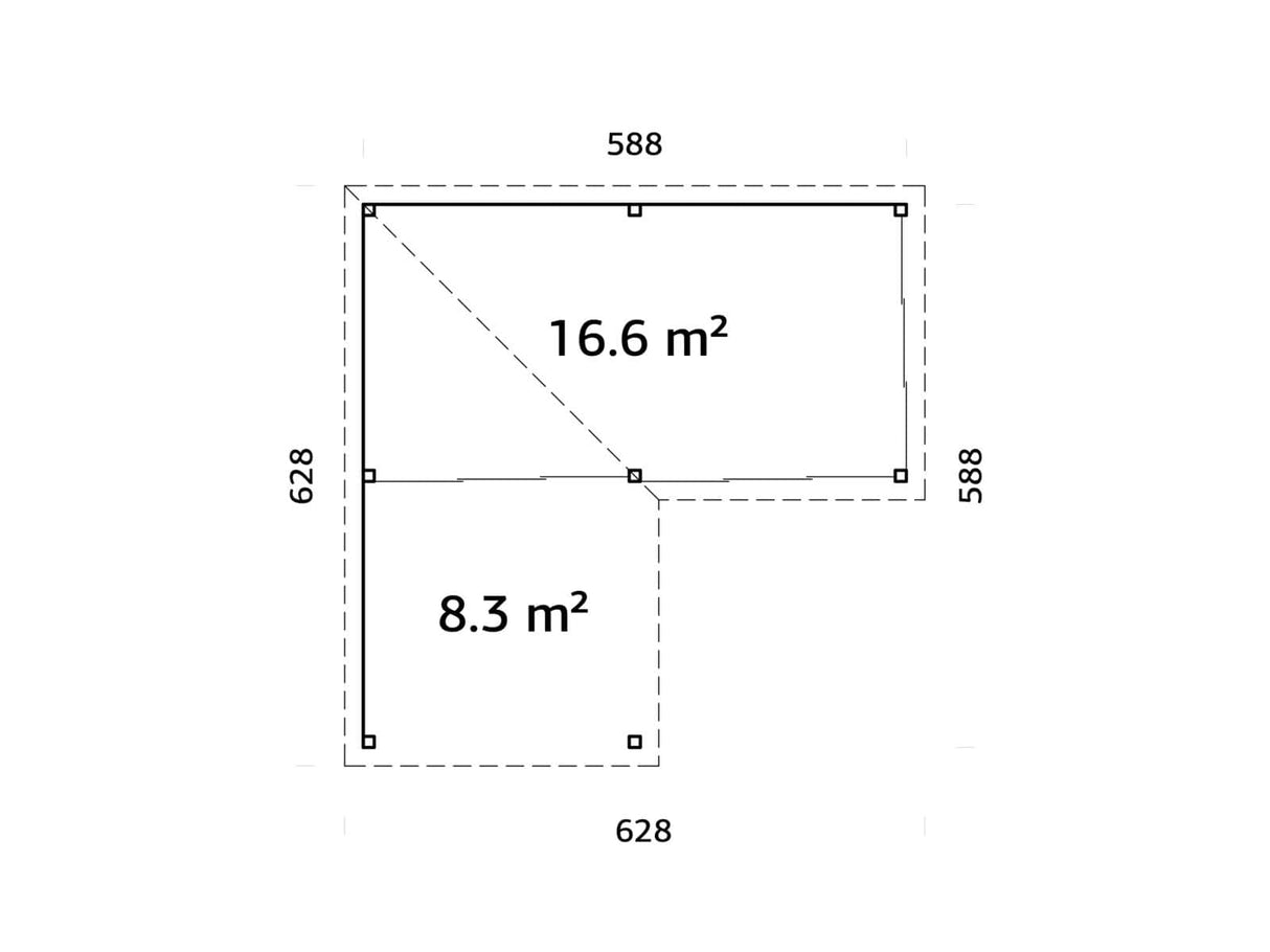 Lenna 414/714 (6x6m | 24,9m²) Lasinen piharakennus liukuovilla (Saatavana tuplalasilla)