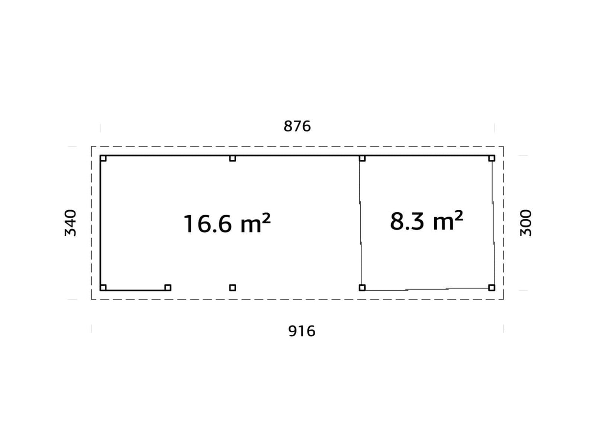 Lenna 416/716 (9x3m | 24,9m²) Lasinen piharakennus liukuovilla (Saatavana tuplalasilla)