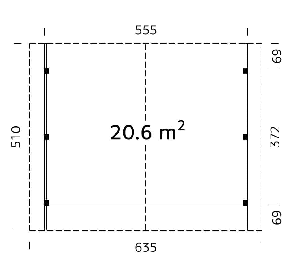 Robert M (5,6x3,7m | 20,6m²) Kaksoisautokatos tai suuri paviljonki