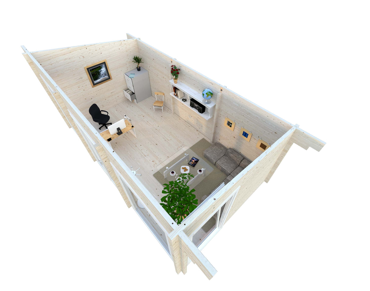 Heidi M (6,4x3,6m | 19,7m² | 70mm) Moderni kesämökki