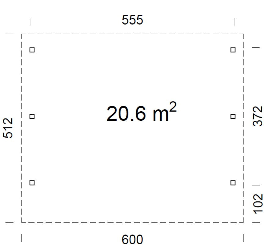 Karl M (6,0x5,1m | 20,6m²) Moderni tasakattoinen kahden auton autokatos tai suuri paviljonki