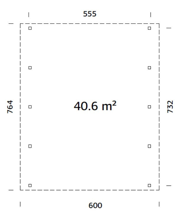 Karl XL (6,0x7,6m | 40,6m²) Tasakattoinen kahden auton autokatos tai suuri paviljonki
