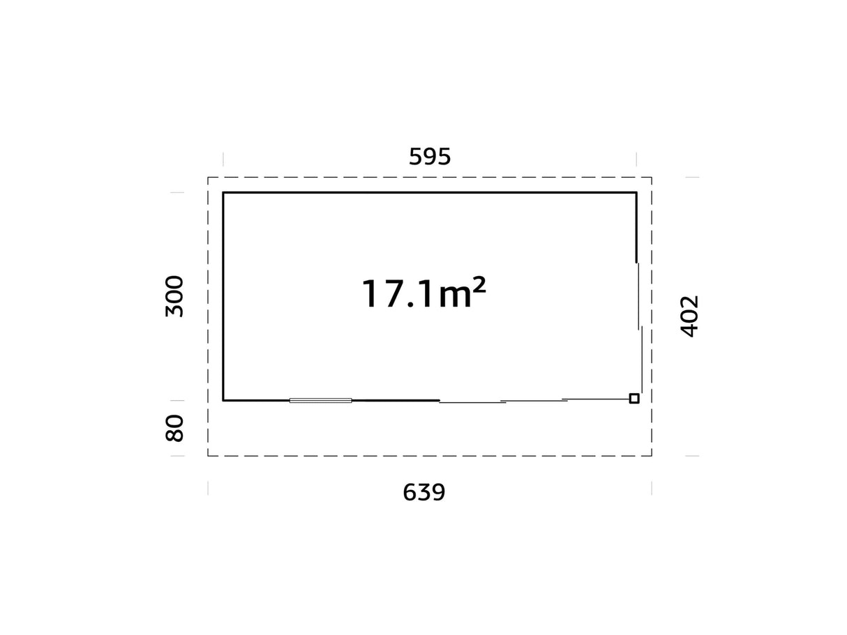 Andrea M (6,0x3m | 17,1m² | 44mm) piharakennus liukuovilla (saatavana kaksilasitus)