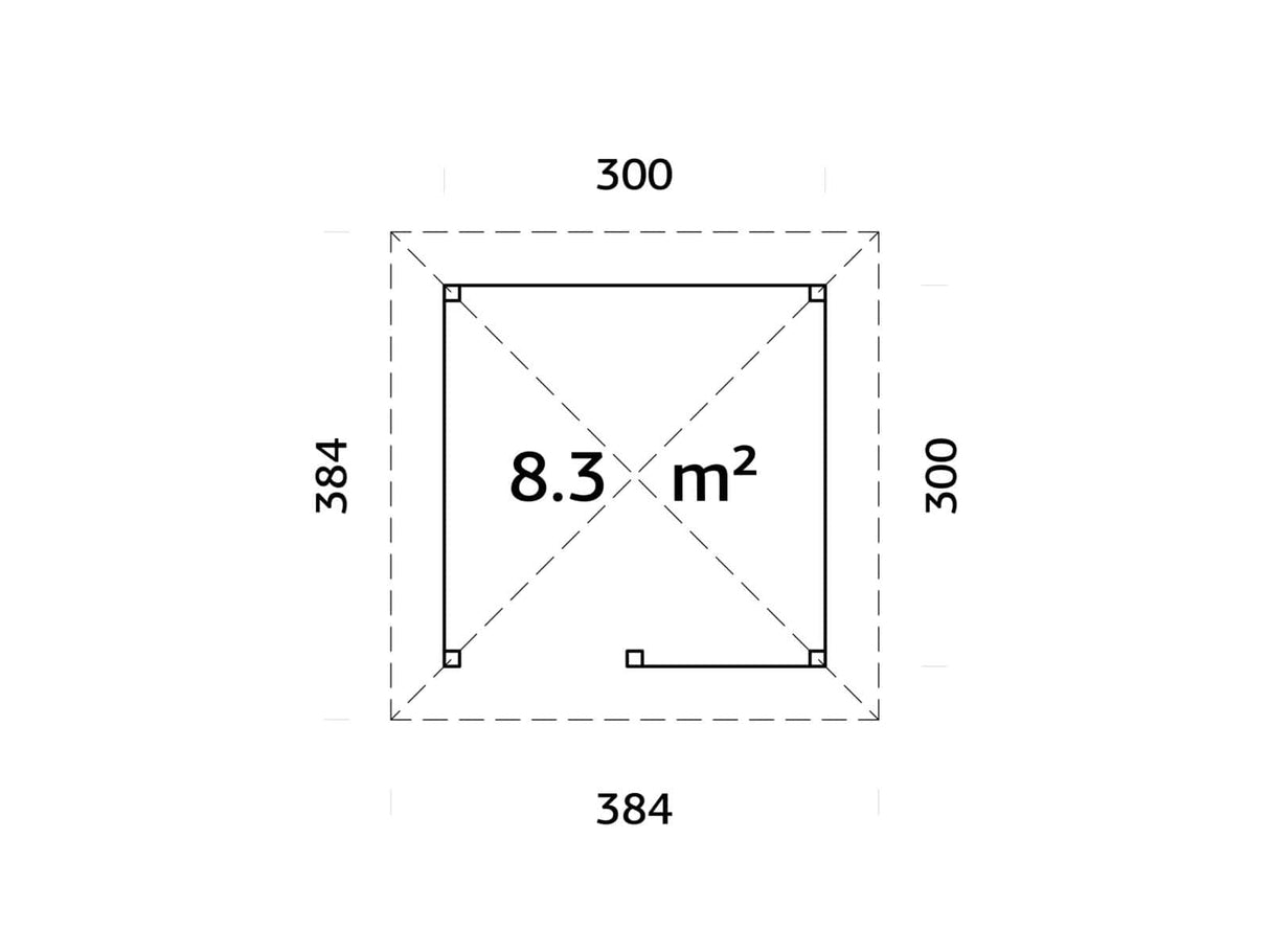 Bianca 102 (3x3m | 8,3m²) kulmapuutarhabaari