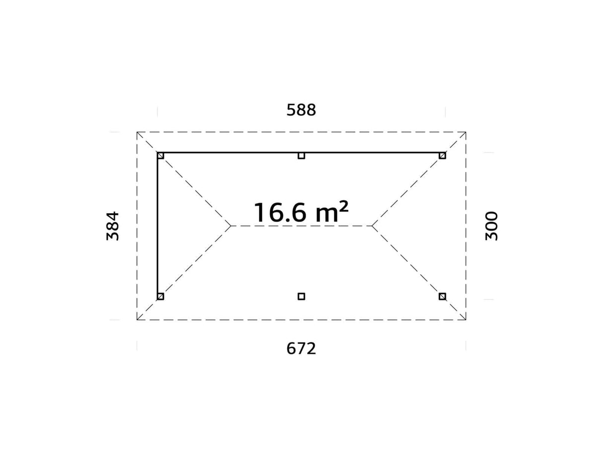 Bianca 109 (6x3m | 16,6m²) suuri kulmapaviljonki sälekaihdinseinillä