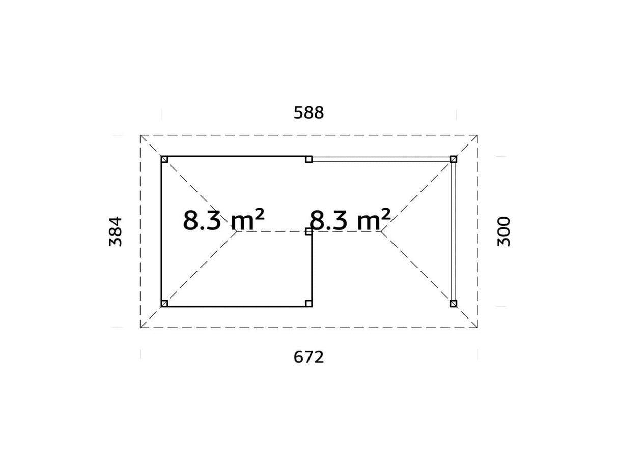 Bianca 110 (5,9x3m | 16,6m²) puutarhabaari katoksella