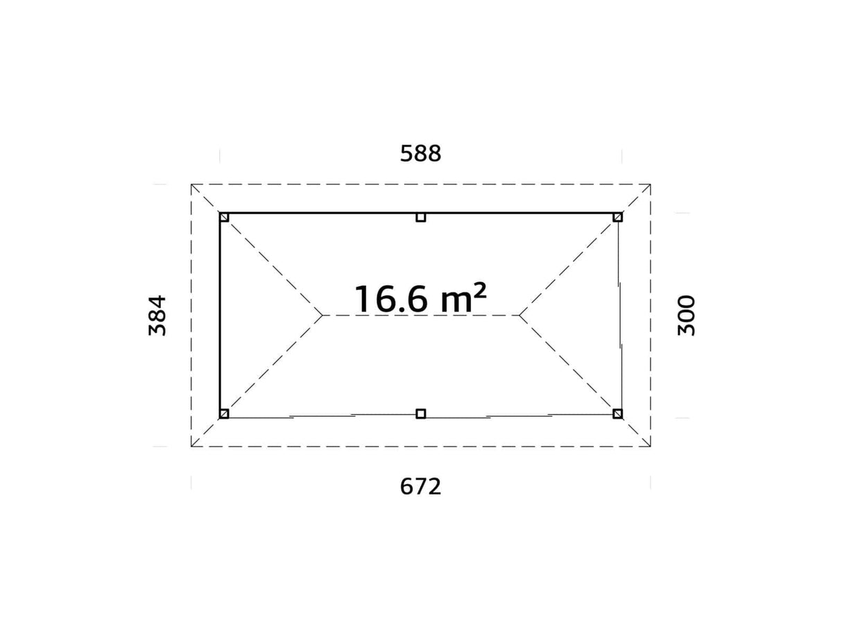 Bianca 202/502 (6x3m | 16,6m²) iso piharakennus liukuovilla (saatavana tuplalasilla)