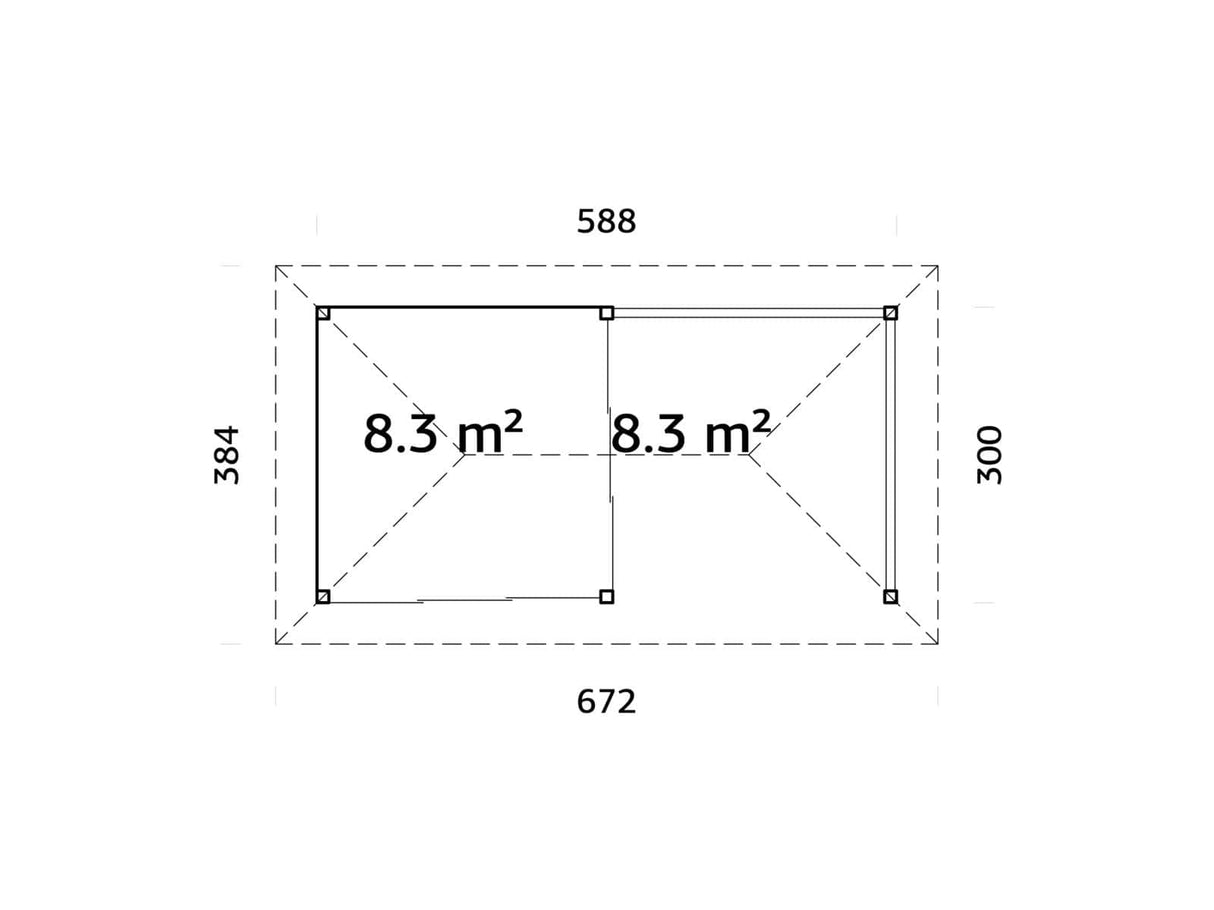 Bianca 203/503 (6x3m | 16,6m²) piharakennus huvimajalla (saatavana tuplalasilla)