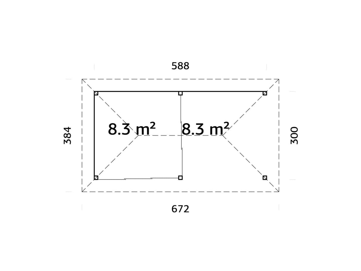 Bianca 205/505 (6x3m | 16,6m²) lasinen piharakennus terassilla (saatavana tuplalasilla)