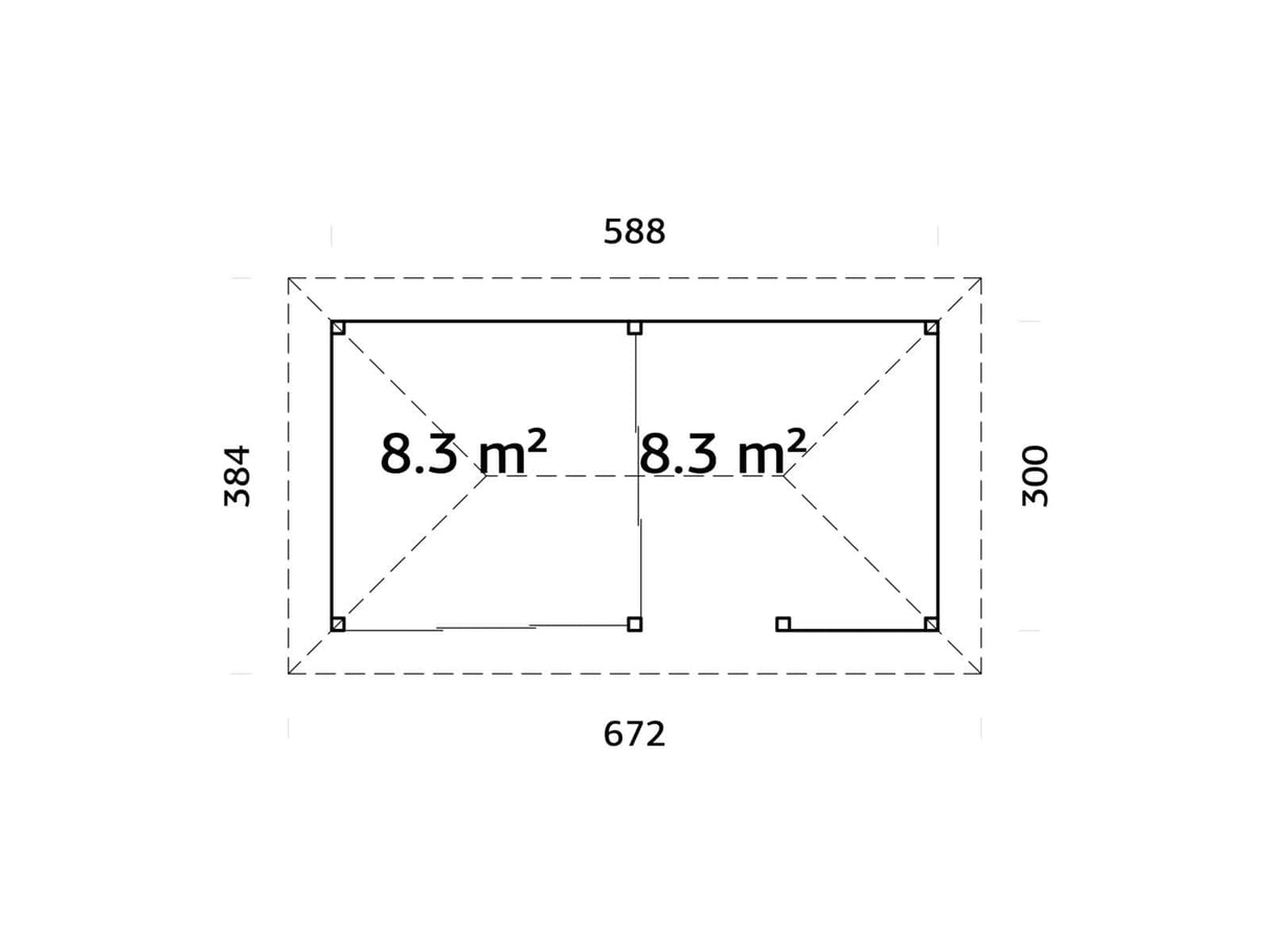 Bianca 207/507 (6x3m | 16,6m²) piharakennus liukuovilla ja ulkokeittiöalueella (saatavana kaksilasitus)