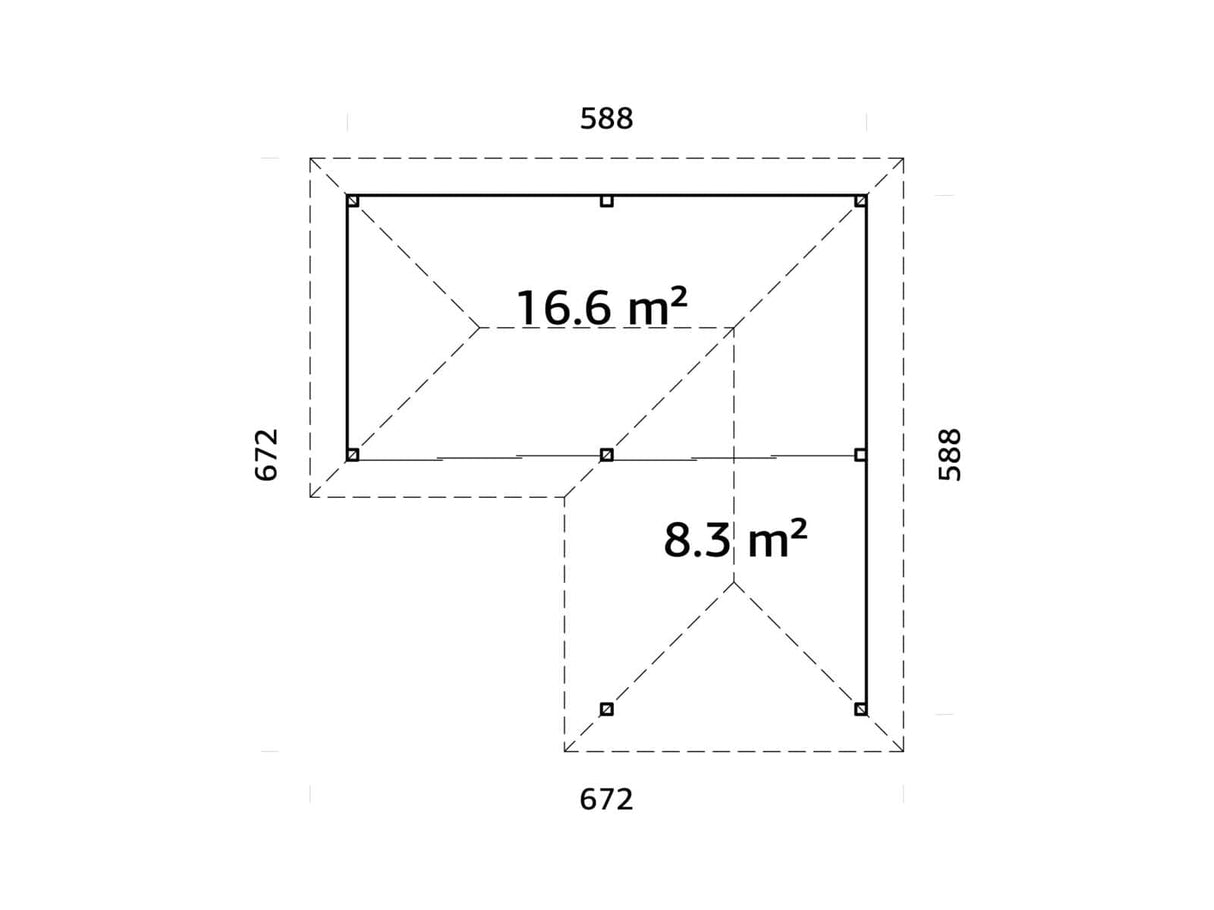 Bianca 213/513 (6x6m | 24,9m²) piharakennus liukuovilla (saatavana tuplalasilla)