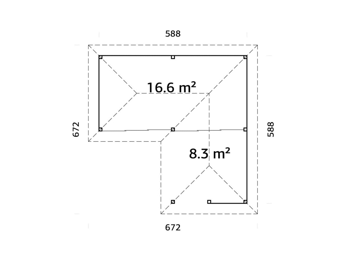 Bianca 222/522 (6x6m | 24,9m²) piharakennus liukuovilla (saatavana tuplalasilla)