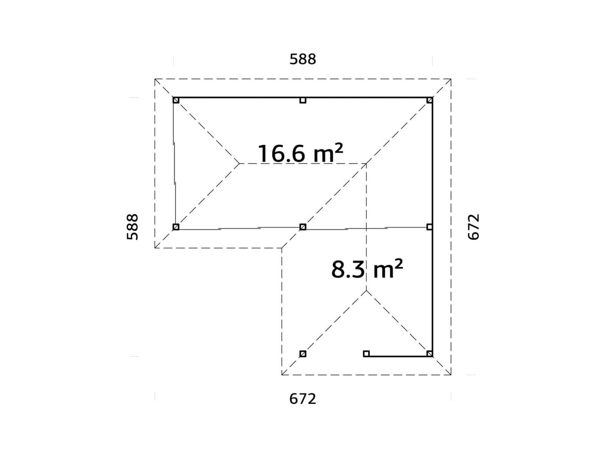 Bianca 223/523 (6x6m | 24,9m²) piharakennus liukuovilla (saatavana tuplalasilla)