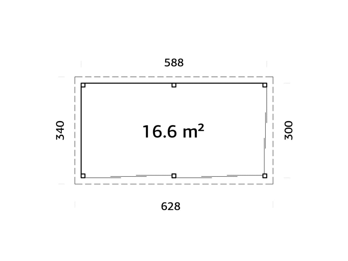 Lenna 402/702 (6x3m | 16,6m²) Lasinen piharakennus liukuovilla (Saatavana tuplalasilla)