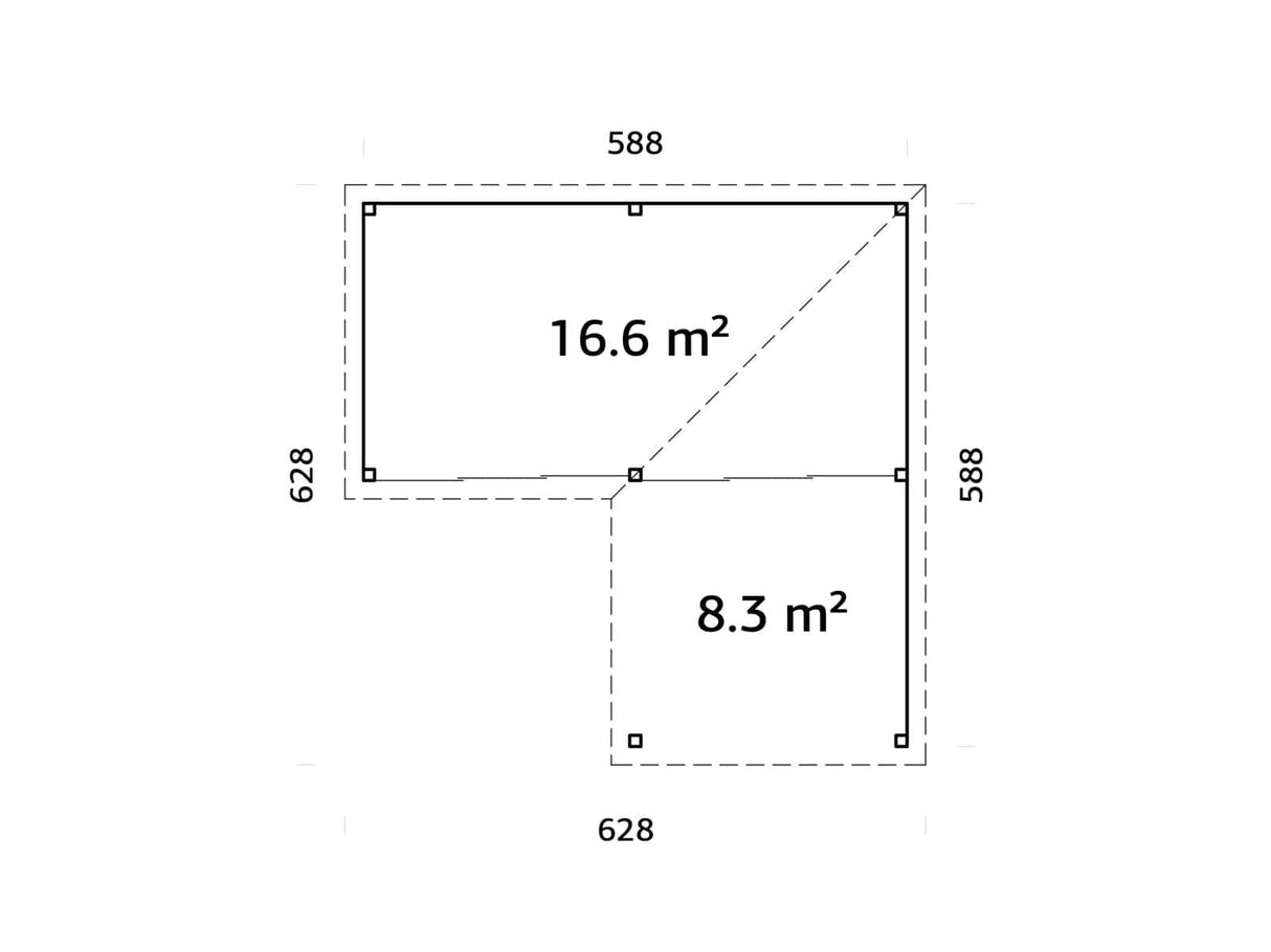 Lenna 413/713 (6x6m | 24,9m²) Lasinen piharakennus liukuovilla (Saatavana tuplalasilla)