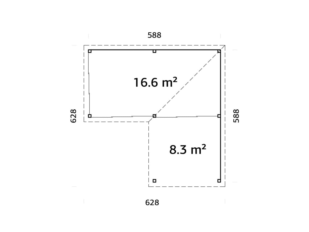 Lenna 414/714 (6x6m | 24,9m²) Lasinen piharakennus liukuovilla (Saatavana tuplalasilla)