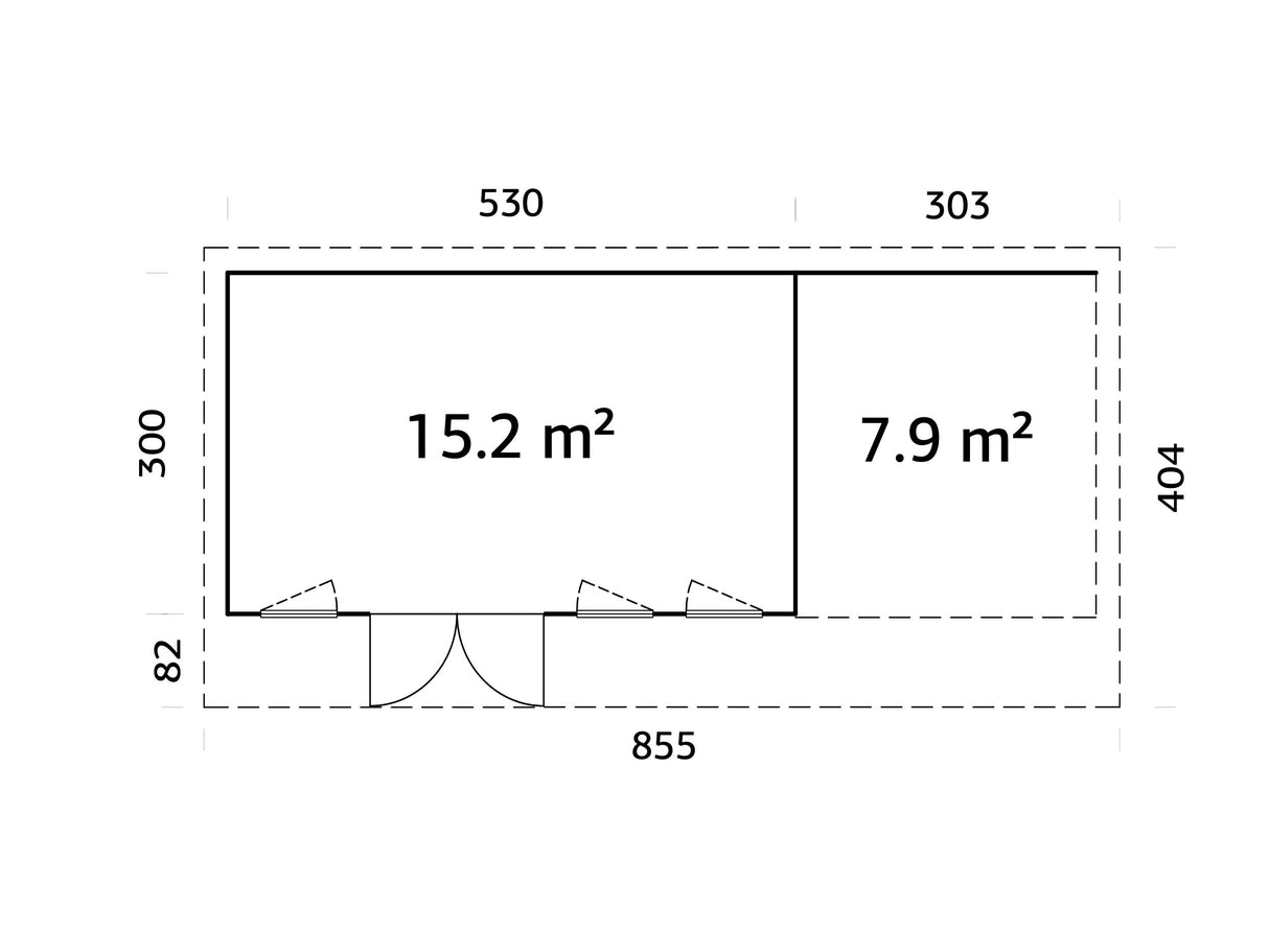 Aurelia L+ (8,3x3 m | 15,2 + 7,9 m² | 44 mm) Tilava moderni pihahuone katoksella