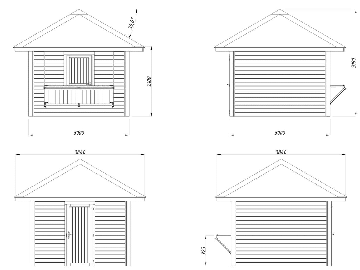 Bianca 104 (3x3m | 8,3m²) kioski lukittavalla luukulla