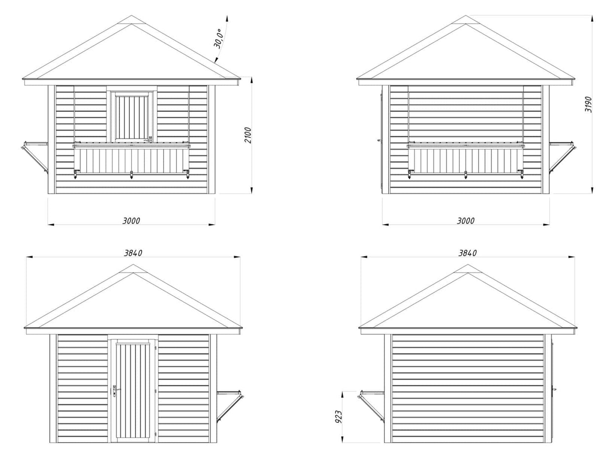 Bianca 105 (3x3m | 8,3m²) kioski kahdella luukulla