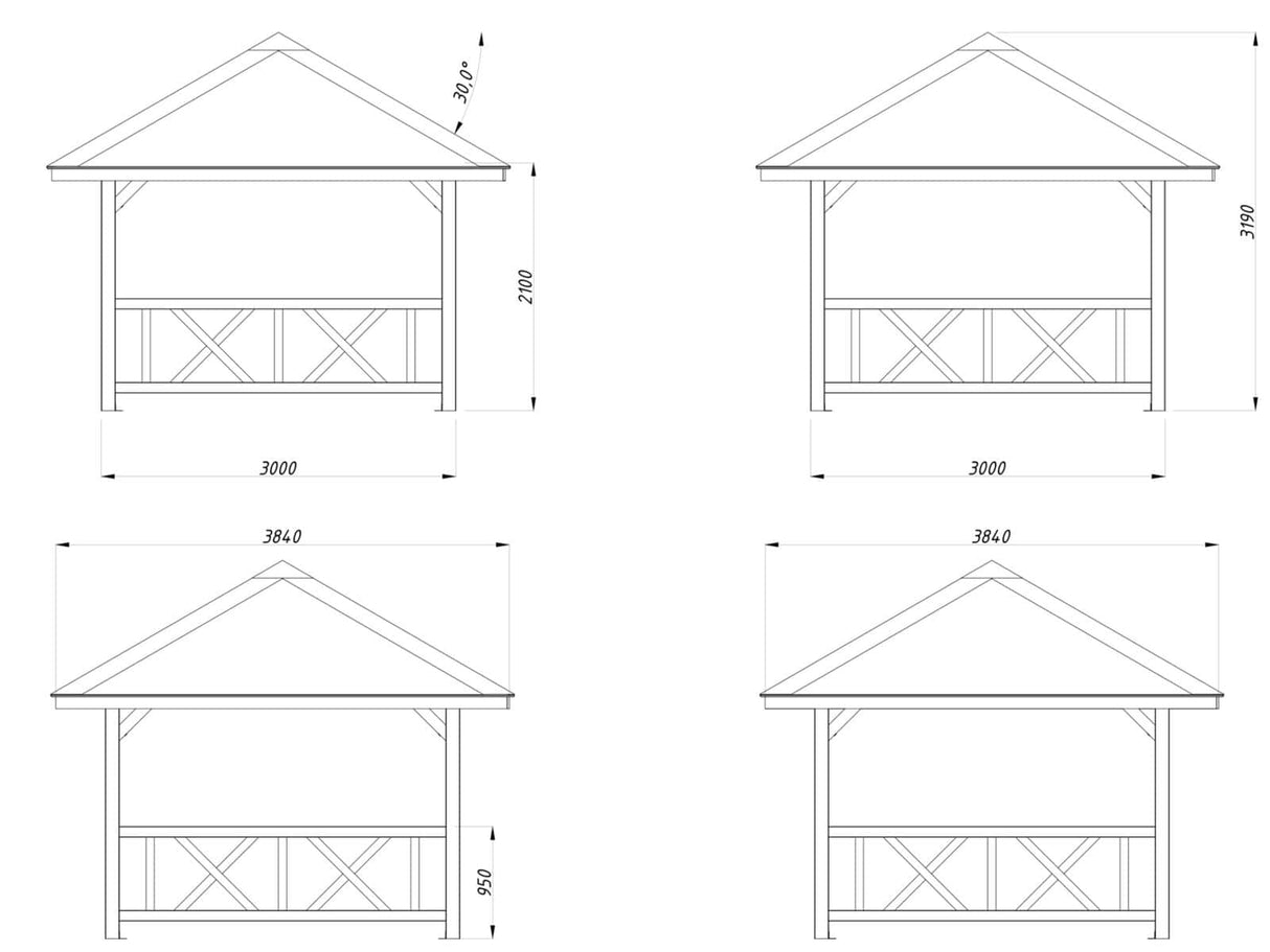 Bianca 101 (3x3m | 8,3m²) tukeva puinen huvimaja