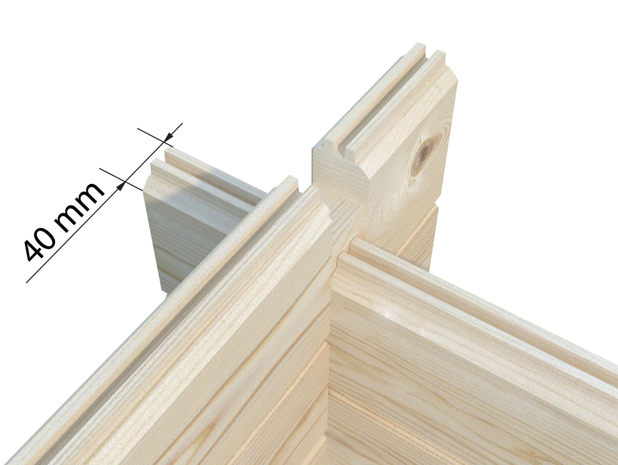 Britta S (4,1x4,1m | 14,6m² | 40mm) Sveitsiläistyylinen pihamökki