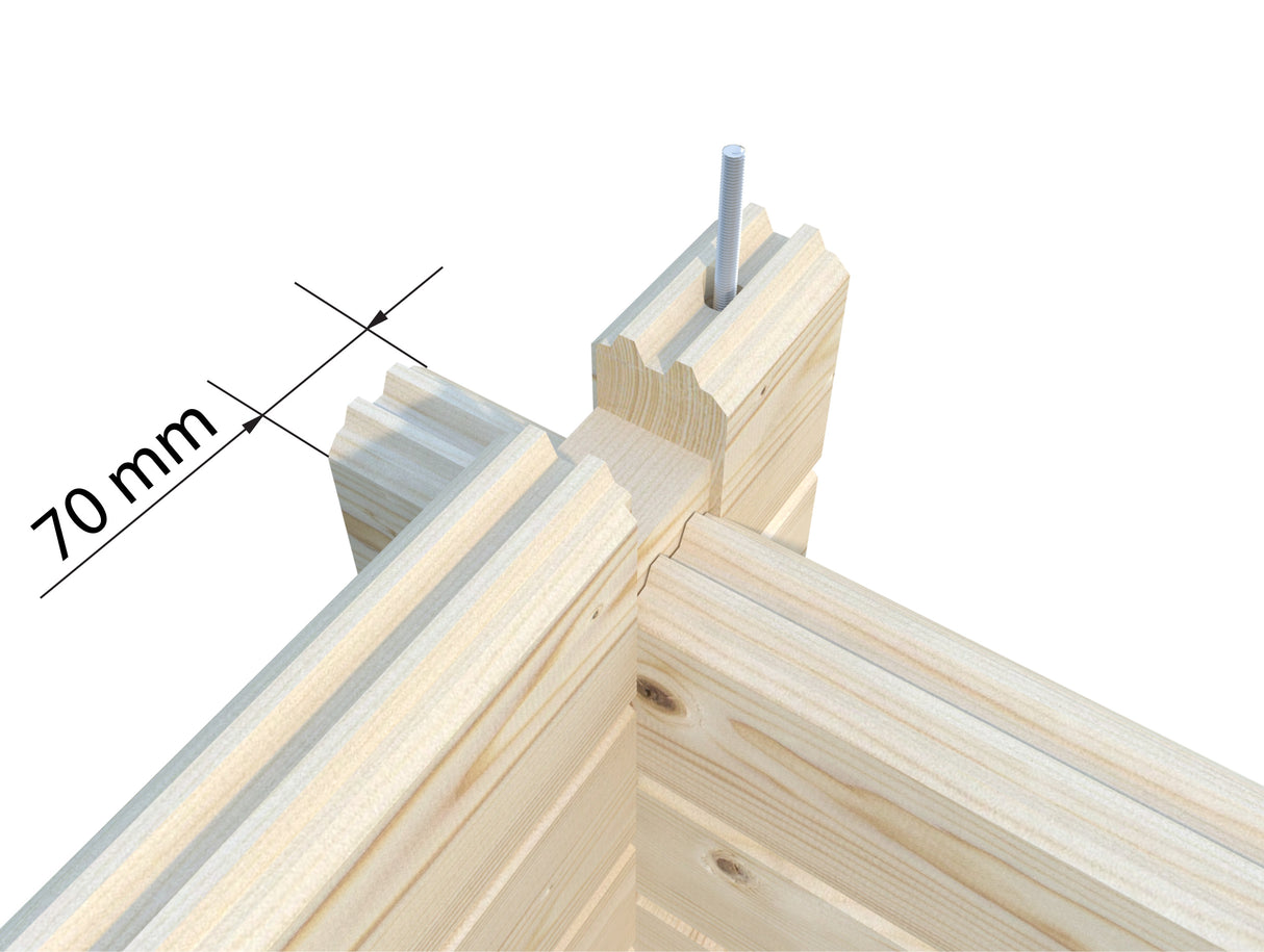 Anna M (7,7x4m | 26,8+1,9m² | 70mm) moderni kahden huoneen lomamökki