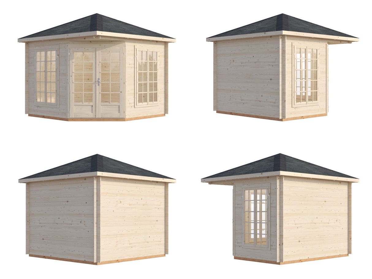 Melanie S (2,8x2,8m | 7m² | 28mm) Perinteinen kulmamökki