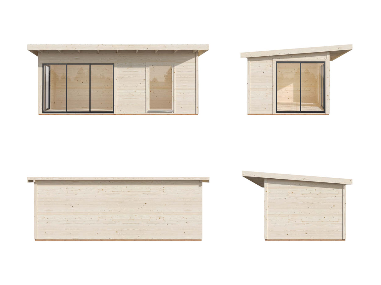 Andrea M (6,0x3m | 17,1m² | 44mm) piharakennus liukuovilla (saatavana kaksilasitus)