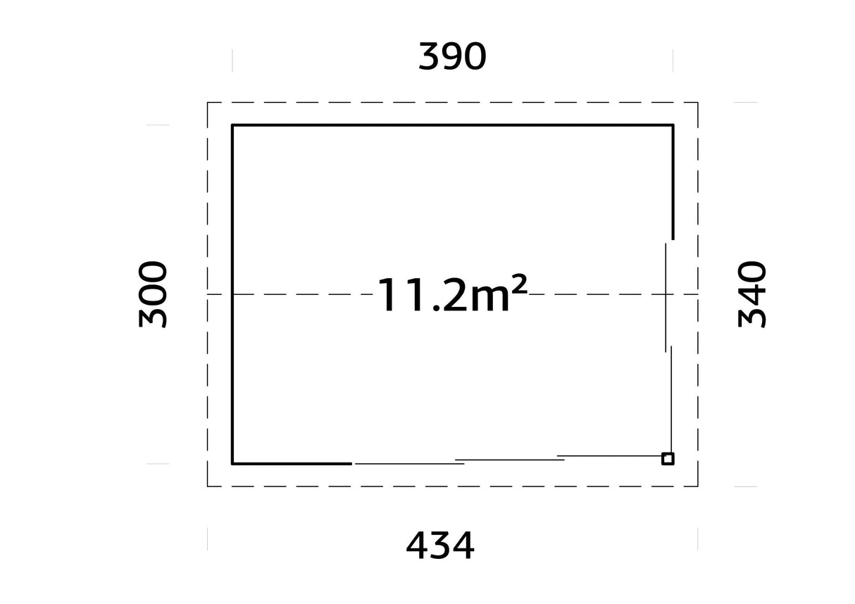 Amanda S (3,9x3m | 11,2m2 | 44mm)  pihamökki liukuovilla (saatavana kaksilasitus)
